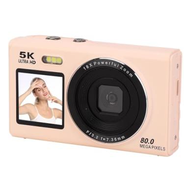 Imagem de ASHATA Câmera Digital, Câmera Compacta de Lente Dupla de 5k 80mp Com Zoom de 18x e Tela UHD de 2,8 Polegadas, Transferência Instantânea de Wifi para Adolescentes Iniciantes Presentes (PINK)