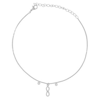 Imagem de Tornozeleira Infinito com Pedras Folheada Prata 925 Legítima - Papillo