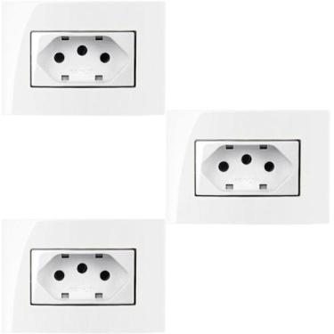 Imagem de 3 Tomada Móvel Embutir Painel Mdf 3 Pinos 20a Branco Sleek Margirius