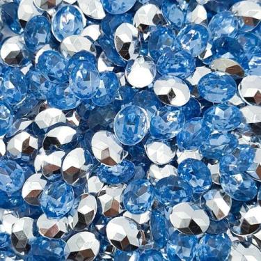 Imagem de Colagem Oval Strass Acrílico Azul Claro Transparente 8x10mm 300pçs 48g