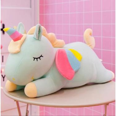 Imagem de Bicho De Pelúcia Unicórnio Dormindo Fofinho - BabyHome, Azul