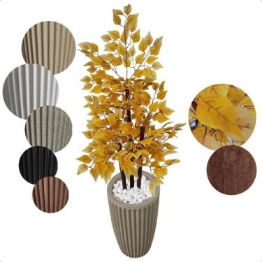 Imagem de Ficus Amarelo Planta Artificial com Vaso Decoração - Flor de Mentirinh