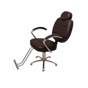 Imagem de Cadeira Fixa Hidráulica Salão de Beleza - Cabeleireiro, Manicure e Barbearia (Marrom Escuro)