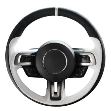 Imagem de MEWANT Capa de volante costurada à mão para Ford Mustang 2015-2023 Acessórios de volante para Ford Mustang
