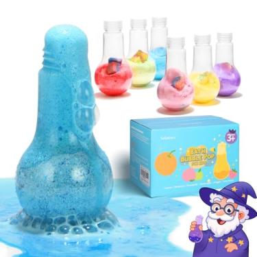 Imagem de Velanora Kit de 6 poções de banho para crianças, bombas de banho divertidas, brinquedos de banho interativos, experimento científico atóxico, kit de poção infantil para iluminação, para banheiras e