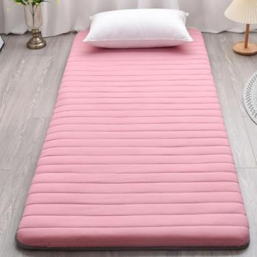 Imagem de Colchão De Chão único Engrossado 5 Cm, Colchão Futon Macio Tapete De Tatame Japonês Portátil De Enrolar Colchão Dobrável Almofada De Cama Para Cama De Acampamento Em Casa, Pink, 90x190cm