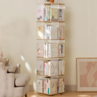 Imagem de Estante De 5 Camadas Estante De Acrílico Transparente 360 Graus Estante Giratória Estante De Chão Para Escritório De Estudo Em Casa