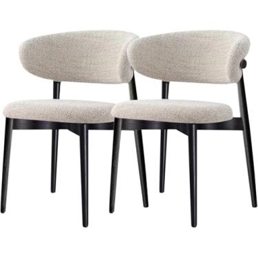 Imagem de Cadeira De Jantar De Madeira Maciça, Cadeira De Lazer Sem Braços De Madeira Maciça Estofada, Cadeira De Leitura Com Encosto Curvo, Cadeira De Estudo, Cadeira De Lazer Com Vara, C, One Size