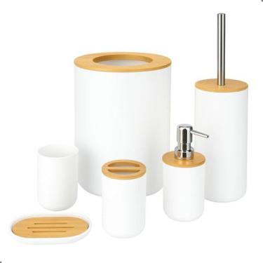 Imagem de Kit Para Banheiro Completo Conjunto de Acessorios Lixeira Escova - Fla