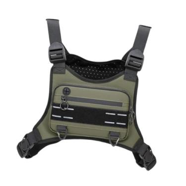 Imagem de Dynwave Bolsa de peito para atividades ao ar livre, colete de viagem, acessórios refletivos para ciclismo, bolsa utilitária de neoprene para adultos, Verde