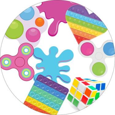 Imagem de Painel de Tecido Sublimado Redondo Pop it Coleção de Brinquedos c/ Elá