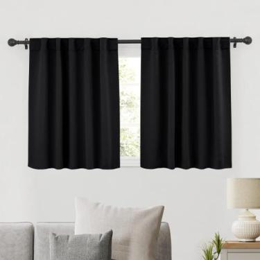 Imagem de Cortinas RYB HOME Blackout com isolamento térmico pretas curtas 42x36c