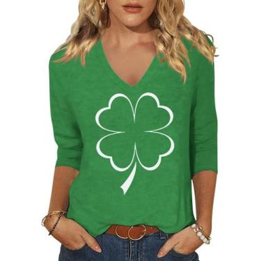 Imagem de Camiseta feminina Scgirl de manga 3/4 com decote em V para o Dia de Sã