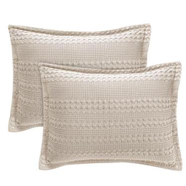 Imagem de Pillow Shams PHF Ruffle Waffle 100% algodão, tamanho padrão, pacote co