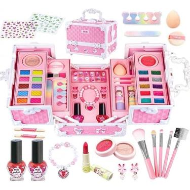 Imagem de Conjunto de maquiagem infantil, conjunto de maquiagem lavável, presente adequado para meninas de 3 a 8 anos