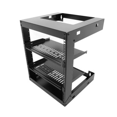 Imagem de Rack de equipamento de servidor de estrutura aberta 9U de 48 cm para montagem na parede, design resistente - comporta todas as redes e equipamentos AV - estrutura aberta inclui 2 prateleiras