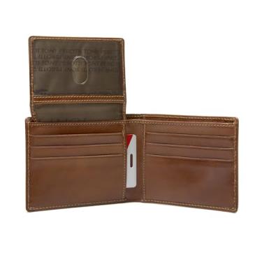 Imagem de Tony Perotti Italian Leather Classic Passcase Billfold Bifold Double Currency Gusset Wallet with ID Window Flap, Cognac