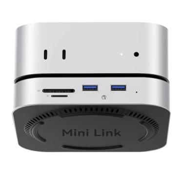 Imagem de ORICO Base e suporte MiniLink Mac mini M4, hub com 2 portas USB 3.0 (5 Gbps), 2 portas USB 2.0, leitores de cartão SD/TF (3.0), conectores de fone de ouvido e microfone de 3,5 mm, compatível com Mac
