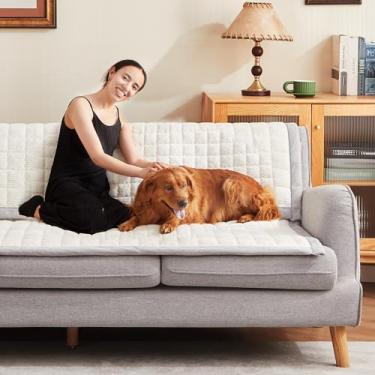 Imagem de YJSMMXY Capa de sofá lavável para cães, antiderrapante, tapete para gatos para cadeira, reclinável, protetor de móveis (marfim, 1 peça / 70 x 210 cm/capa de assento)