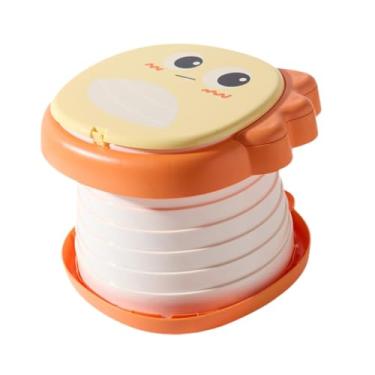 Imagem de YIJU Assento dobrável para treinamento de vaso sanitário, assento para penico dobrável com tampa, antiderrapante, banheiro portátil para bebês, viagem, Laranja