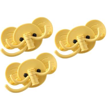 Imagem de Kit 3 Cabide de Parede de Elefante com 7 Ganchos Fixação Adesiva