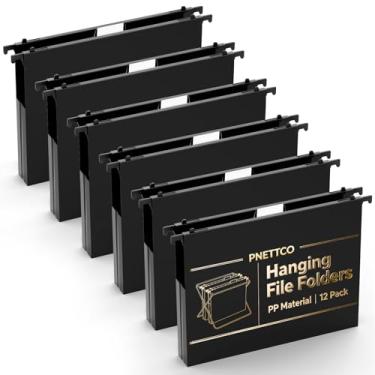 Imagem de Pastas de arquivo suspensas de plástico, pacote com 12 pastas suspensas reforçadas, expansão de 2,5 cm, pastas de armário de arquivo, tamanho carta para arquivos em massa/gráficos médicos, preto