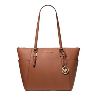 Imagem de Michael Michael Kors Charlotte Bolsa grande Saffiano de couro com zíper superior e bolsa Flybag premium Lux Details. (Mala), Bolsas, Malas