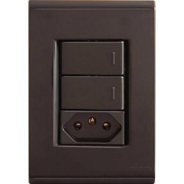 Imagem de Conjunto 4x2 Com 2 Interruptores Simples 10 A 250 V E 1 Tomada 2p+t 10 A 250 V Liz Grafit