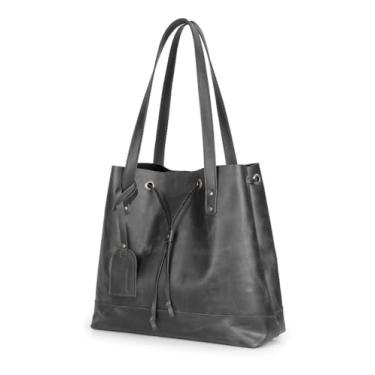 Imagem de Bolsa Feminina 100% Couro Legítimo Natural Sacola(Preto)