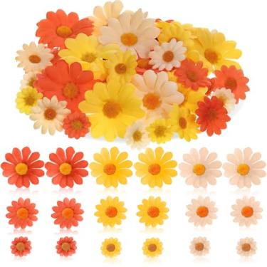 Imagem de Solsew 240 peças de tecido artificial margarida para artesanato, 3 tamanhos de cabeças de flores falsas, decoração de cabeças de margaridas falsas para guirlanda, vaso de casamento, decoração de bolo