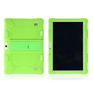 Imagem de Capa universal de silicone para tablet – Capa protetora à prova de choque de 10,1 polegadas com suporte, macia, fina e antiderrapante para tablet Android infantil adequado para BBK R30/R10/H9/K10plus