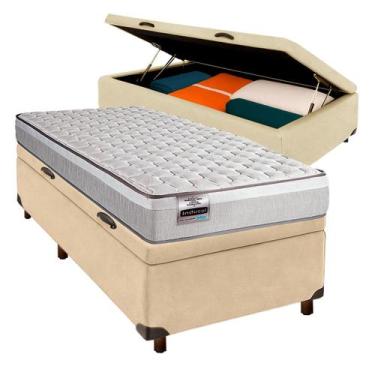 Imagem de Cama Box Bau Blindado Solteiro + Colchão Molas Ensacadas - Inducol
