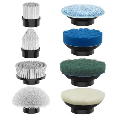Imagem de Cabeças de escova substituíveis para esfregão giratório elétrico, pacote com 4 cabeças de escova e 3 peças extras, escova de limpeza elétrica sem fio para piso de banheiro