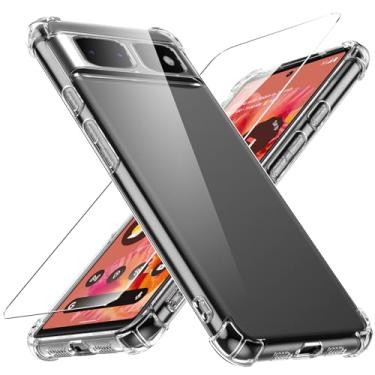 Imagem de Ikziwreo - Capa para celular Google Pixel 6, com 1 peça protetora de tela, capa protetora de silicone TPU à prova de choque para Google Pixel 6, transparente, transparente
