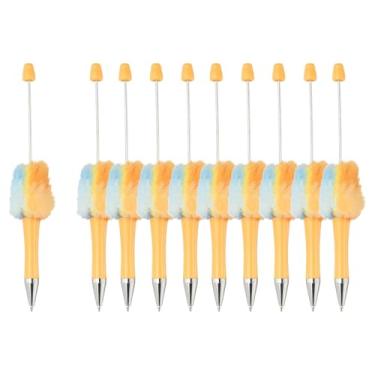 Imagem de PATIKIL Canetas fofas com contas, contas de plástico felpudas, esferográficas, para escrever presentes, materiais de escritório, 10 peças (gradiente laranja)