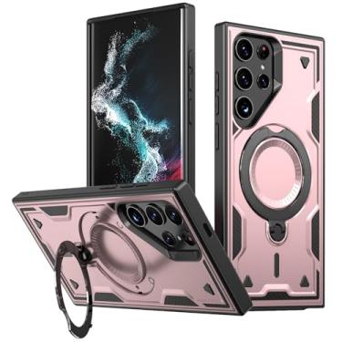 Imagem de SORAKA Capa para Samsung Galaxy S23 Ultra 5G com suporte,compatível com MagSafe,Capa Samsung Galaxy S23 Ultra 5G com chapa de ferro Capa resistente que absorve choques