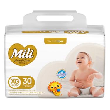 Imagem de Fralda Infantil Mili Love e Care Premium Hiper Tamanho XG com 30 Unidades Descartáveis