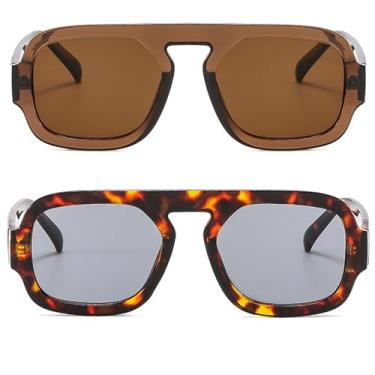 Imagem de mincl Óculos De Sol Piloto Retrô Feminino, Moda Grande, Proteção Uv, 2 Peças, Azul, Verde, Masculino, Casual Para Atividades Ao Ar Livre, N47 (C1)