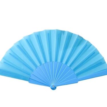 Imagem de Leque Liso Clássico para Dia a Dia, Dança e Festa - Leque de Vento Leve e Resistente - Ideal para Lembrancinhas e Presentes(2,Azul Claro)