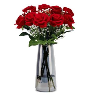 Imagem de Vaso de vidro cristalino, vaso de flores para mesa de centro de mesa, decoração de casa, vasos modernos para sala de estar, casamento, escritório, mesa de centro, presente de inauguração de casa de