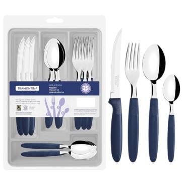 Imagem de Conjunto de talheres Ipanema, 25 peças, azul Tramontina