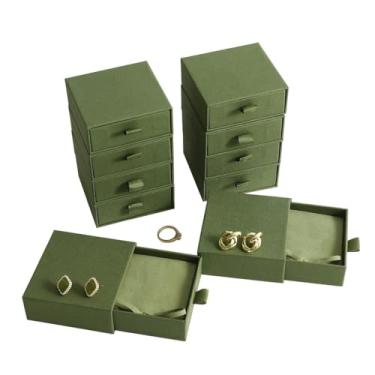 Imagem de PUPPYSEW 20 peças caixa de presente de joias quadrada de papelão com bolsa de joias de microfibra envelope bolsa de armazenamento de joias (verde sem logotipo)