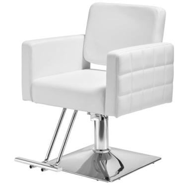 Imagem de Cadeira de barbeiro para barbearia – Peso de carga 150 kg, bomba hidráulica resistente com altura ajustável, rotação de 360° com apoio para os pés, couro macio com apoio de braço, spa de salão