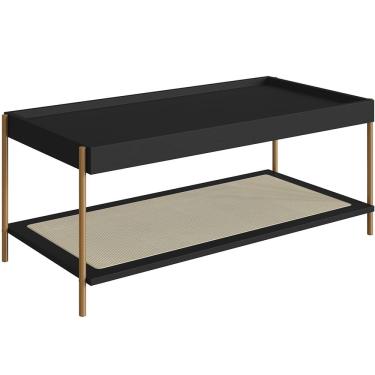 Imagem de Mesa de Centro Para Sala de Estar Industrial Indy A03 Nero Dourado - Lyam Decor
