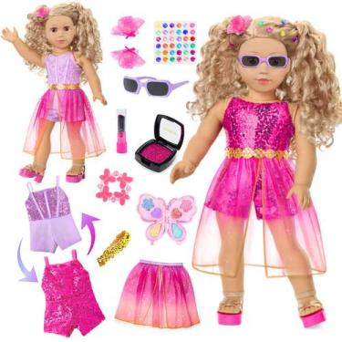 Imagem de Playset de boneca feminina de 18 polegadas com acessórios de maquiagem