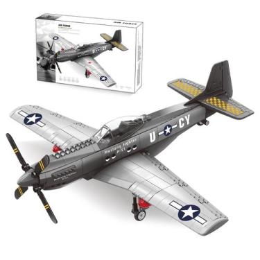 Imagem de Conjunto de construção P51 Mustang Fighter Jet compatível com Lego - Y