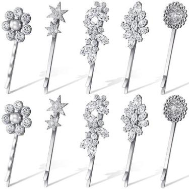 Imagem de Alfinetes de cabelo Waydress Vintage Rhinestone Bobby Pin 10 unidades