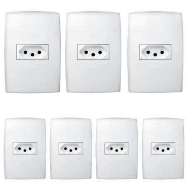 Imagem de Kit Com 7 Conjuntos Tomada Simples 10a 4x2 Pial Plus