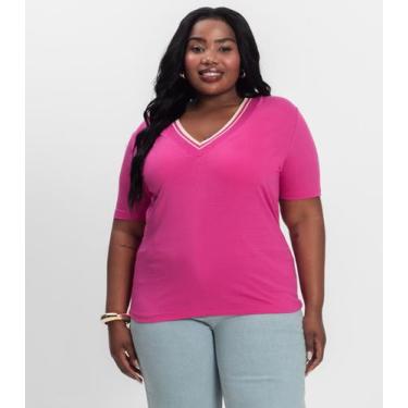 Imagem de Blusa Manga Curta Pluz Size Secret Glam Rosa, Plus G1, Rosa