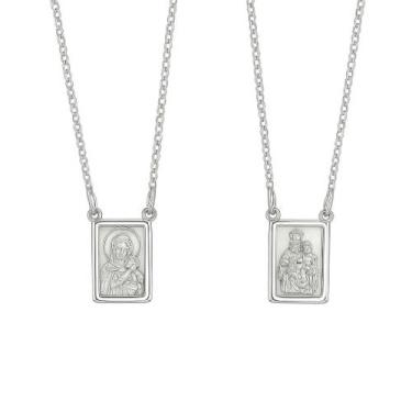 Imagem de Escapulário Prata 925 Cadeado Nossa Senhora do Carmo/ Jesus - Loja Das